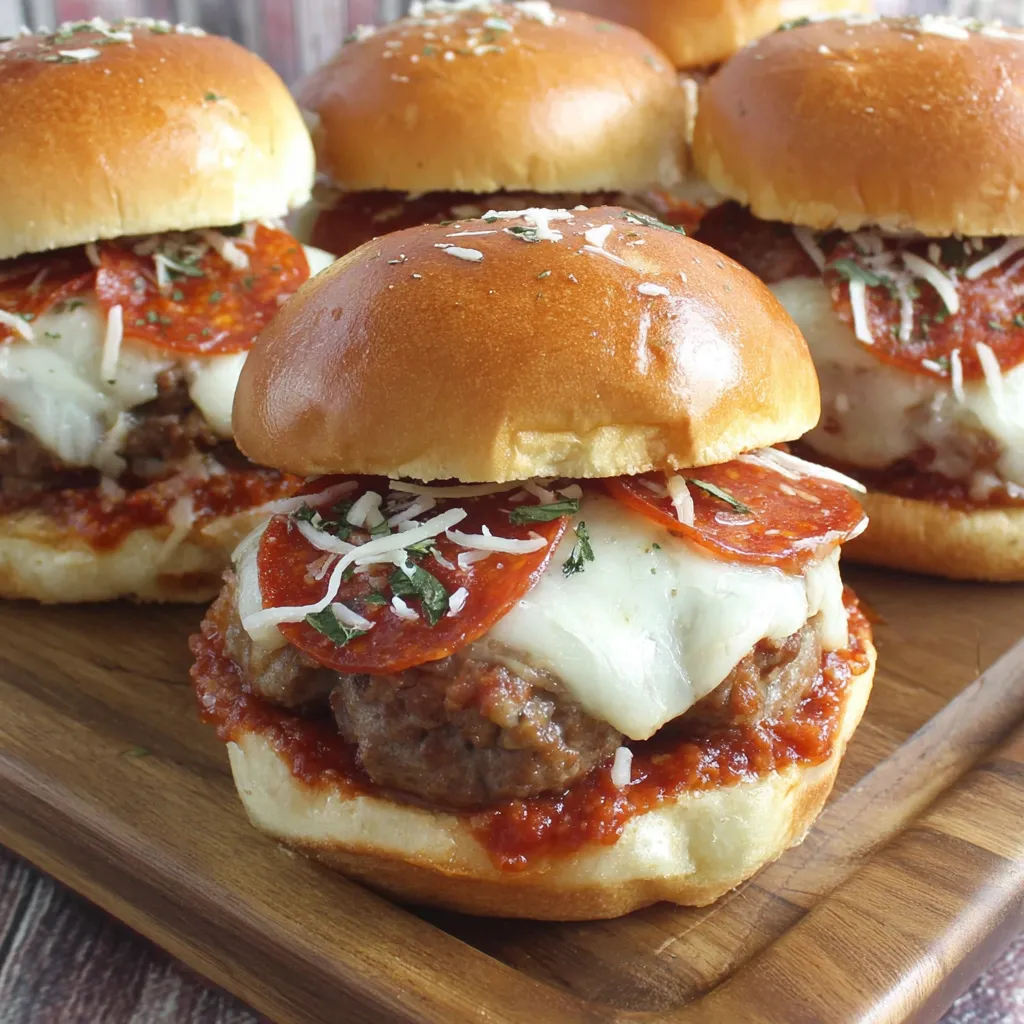 A pizza burger with cheese and pepperoni.