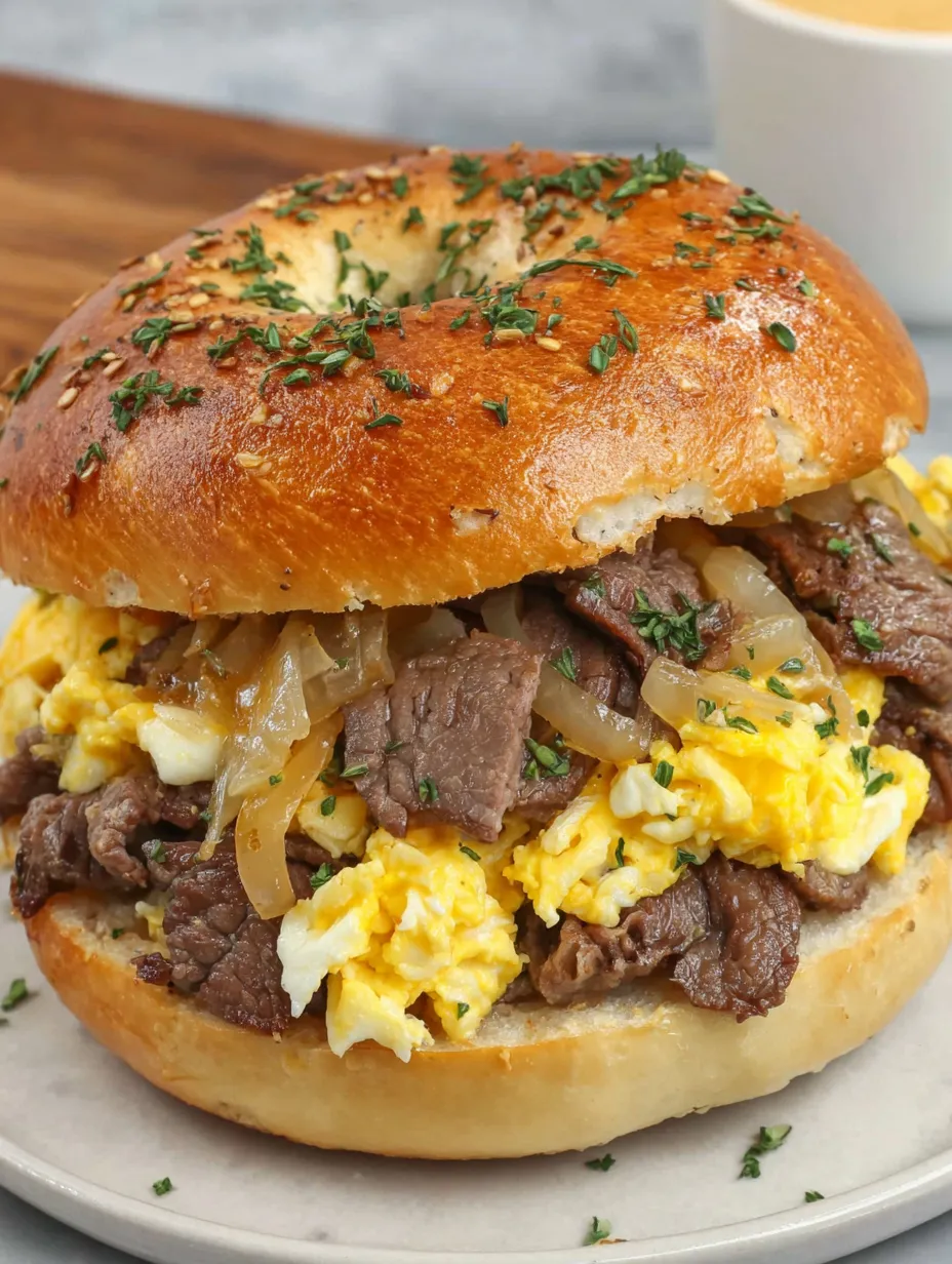 A copycat McDonald's steak egg cheese sandwich.