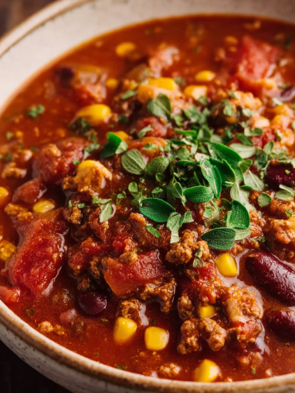 A bowl of soup with meat and vegetables.