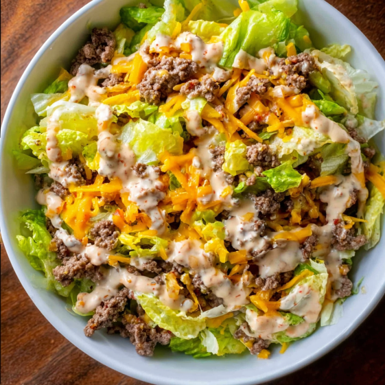 A bowl of Big Mac Salad.