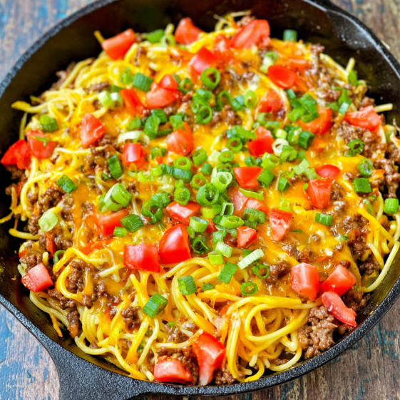A delicious taco spaghetti dish.