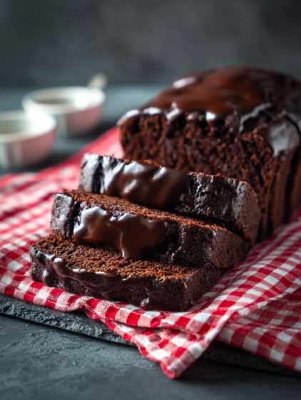A slice of hot fudge brownie bread.