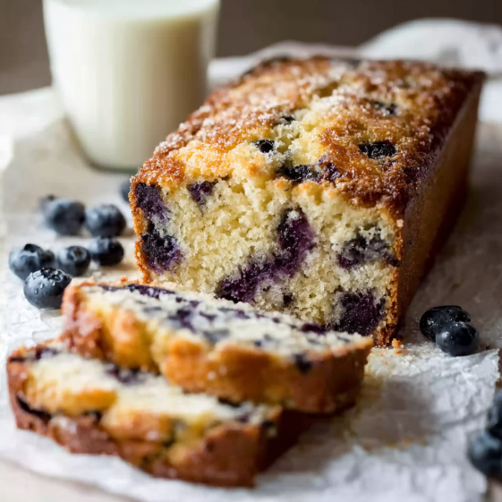 A slice of blueberry coconut muffin cake.