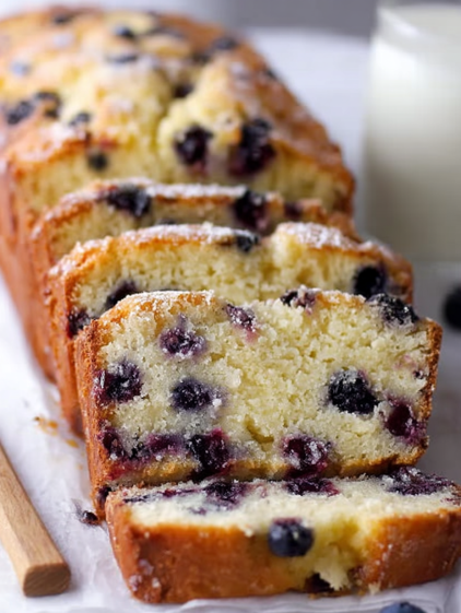 A slice of blueberry cake on a plate.