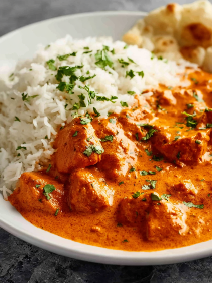 A plate of food with rice and meat.
