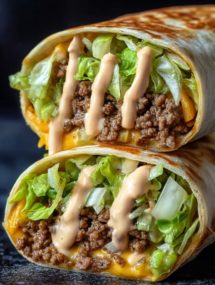 A burrito with lettuce and cheese.