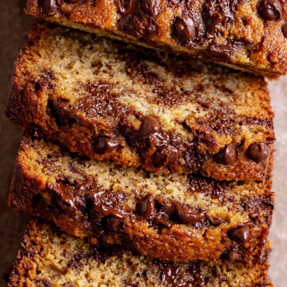 A slice of chocolate chip banana bread.