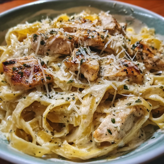 A bowl of chicken Alfredo in the Instant Pot in 25 minutes.