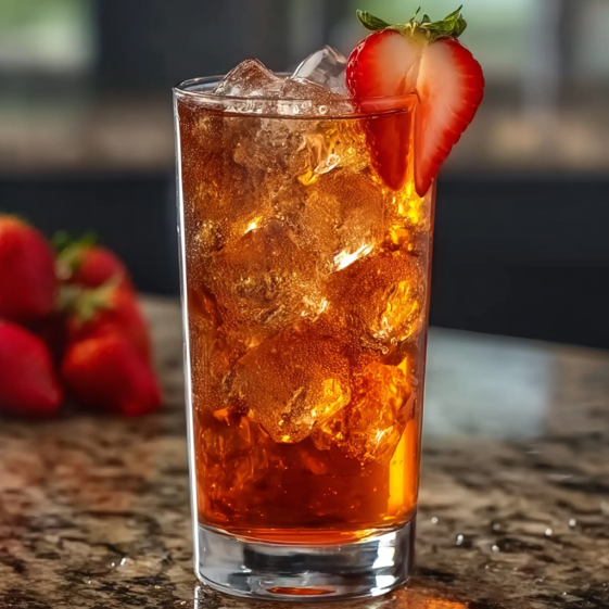 A glass of a strawberry dirty sprite drink.