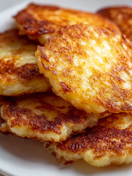 A stack of pancakes on a plate.