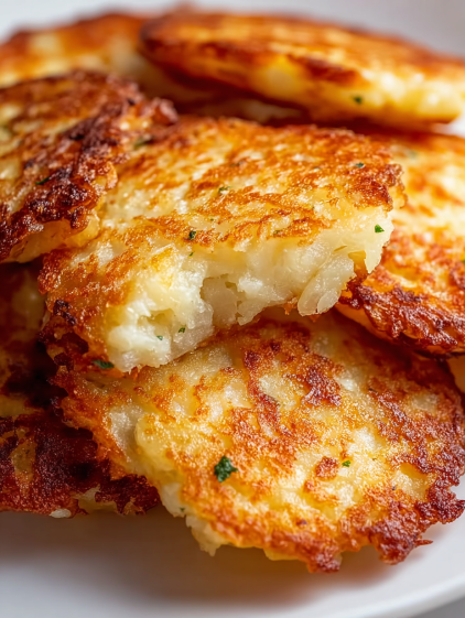 A pile of fried potato pancakes.