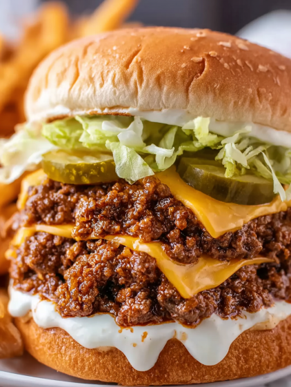 A close up of a chili cheese burger.