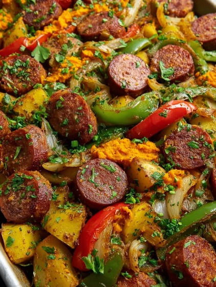 A delicious Kielbasa Sheet Pan Dinner.