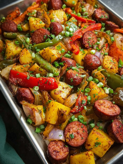 A delicious Kielbasa Sheet Pan Dinner.