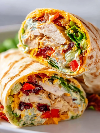 Two Southwest Chicken Wraps on a plate.
