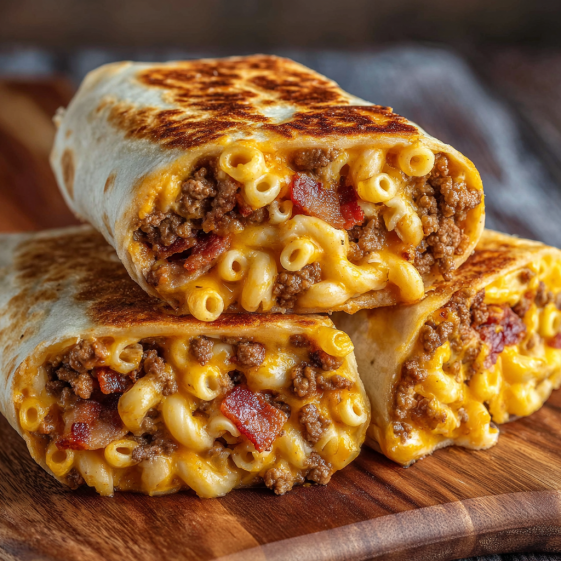 Mac and cheese bacon burger rolls.