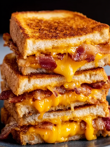 A stack of bacon sandwiches.