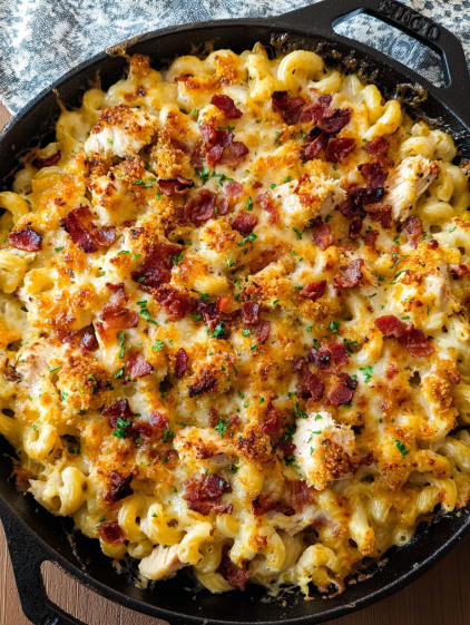 A close up of a delicious macaroni and cheese dish.