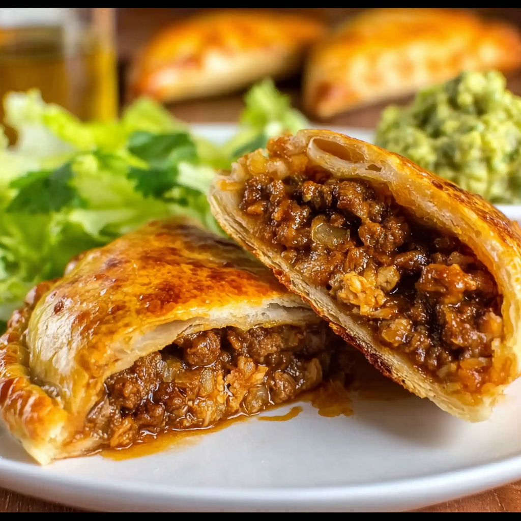 Two taco pockets on a plate.