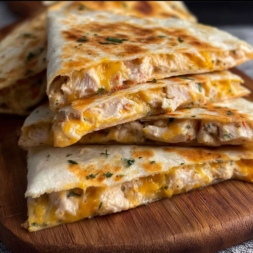A stack of chicken quesadillas.