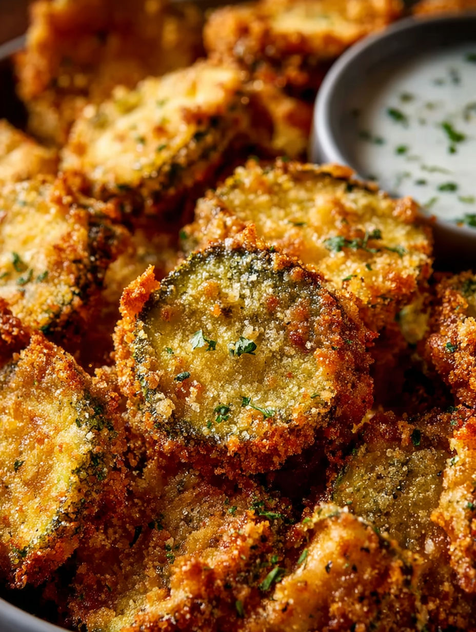 Fried pickles with ranch dressing.