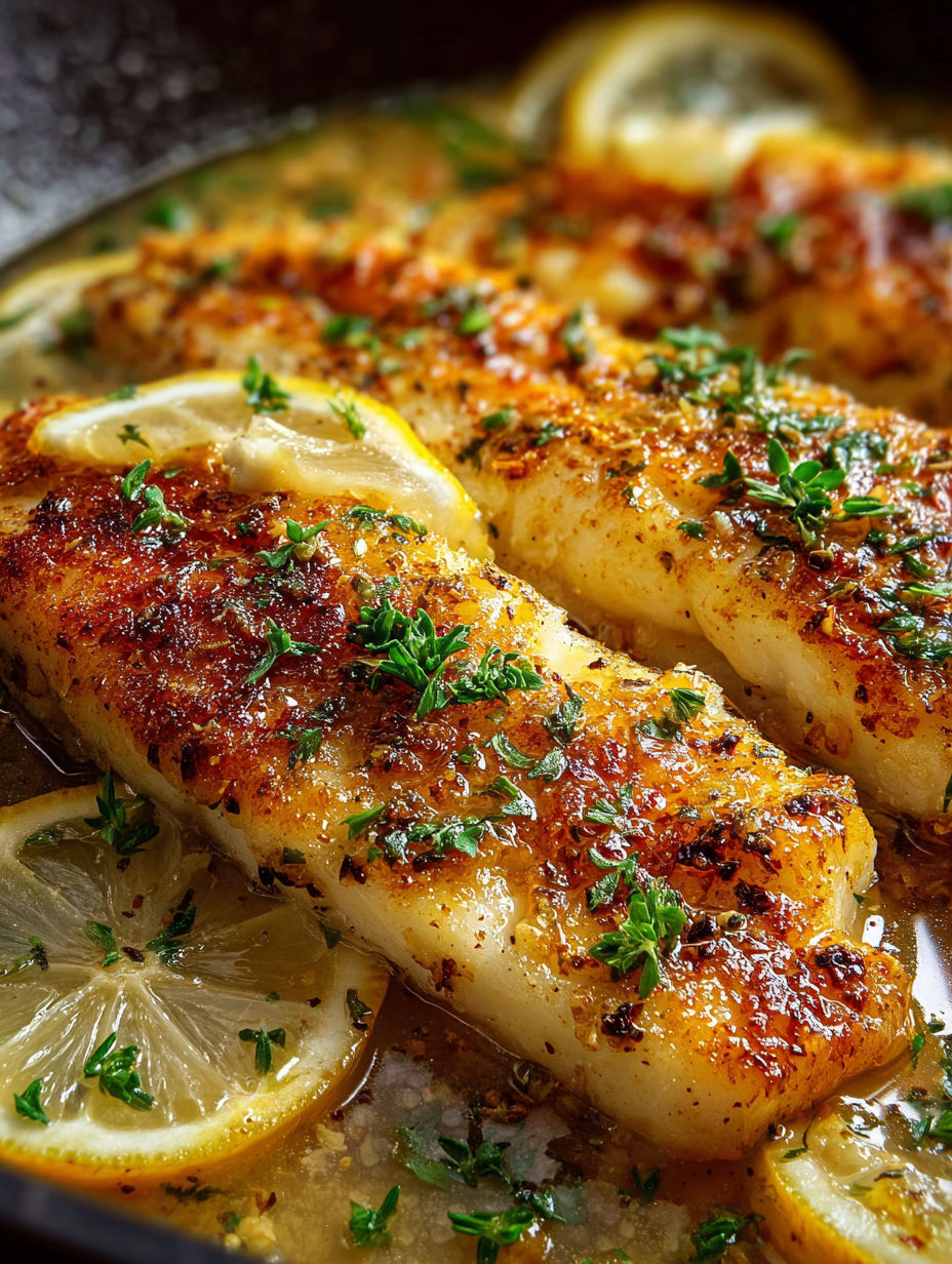 A zesty lemon butter fish fillet.
