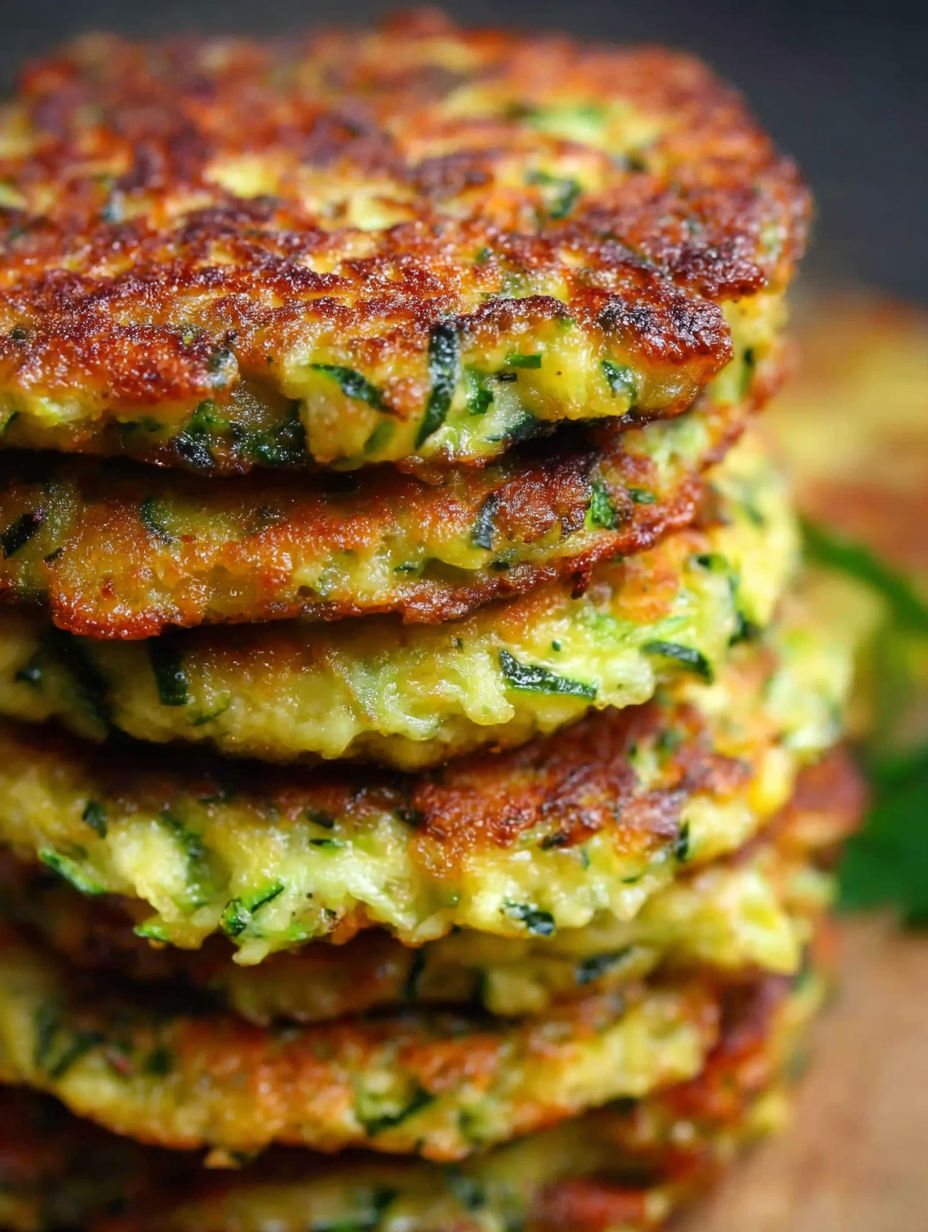 A stack of pancakes with green vegetables on top.