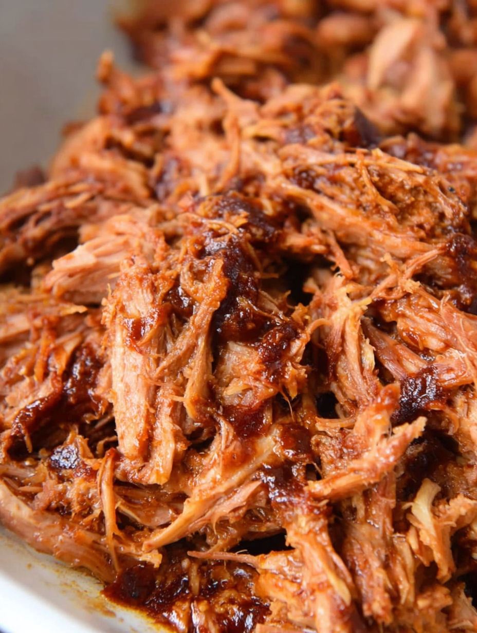 A close up of shredded beef.