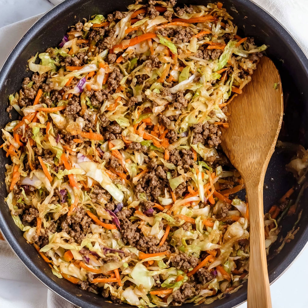 A beef egg roll in a bowl.