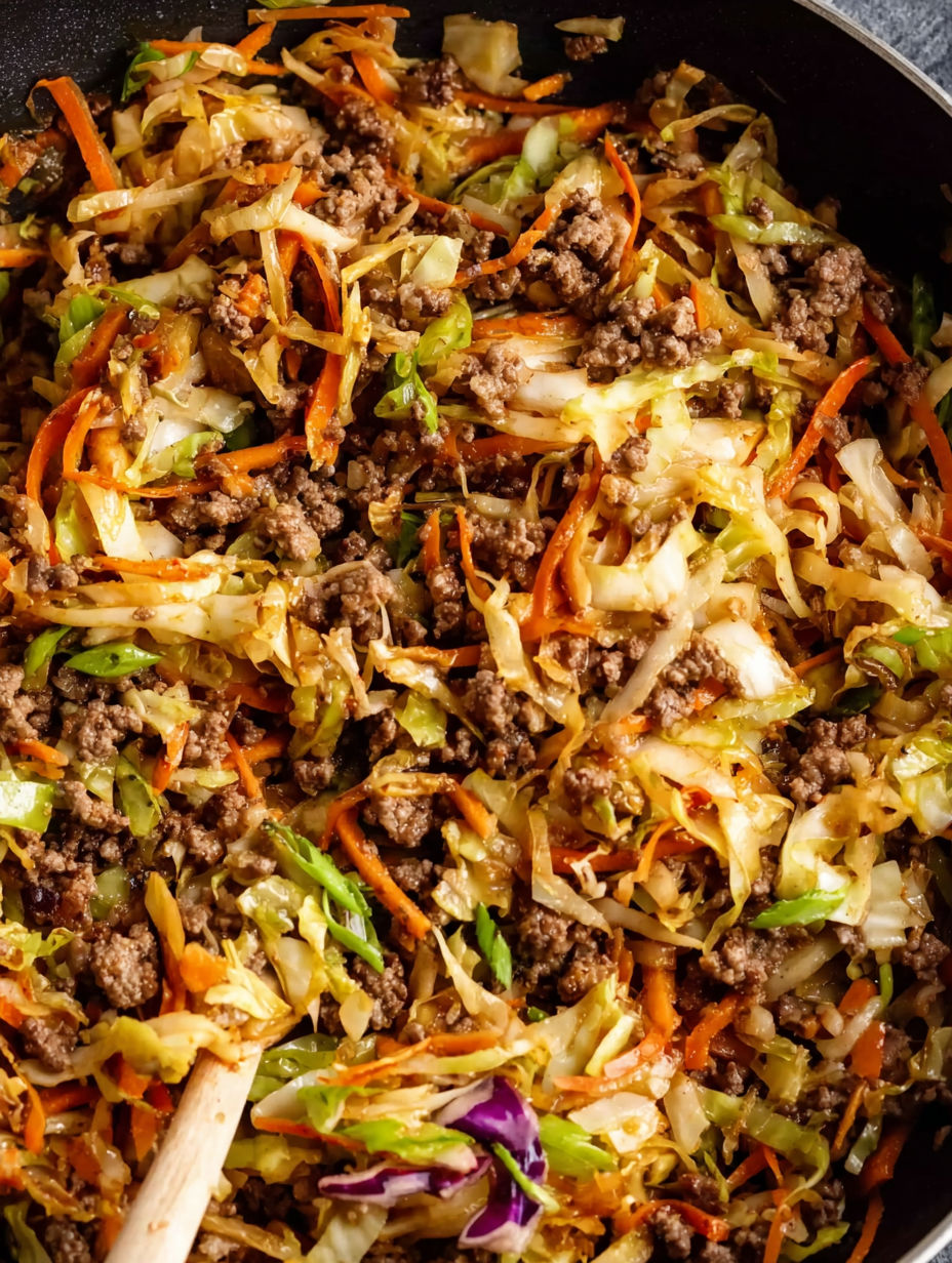A close up of a stir fry with meat and vegetables.