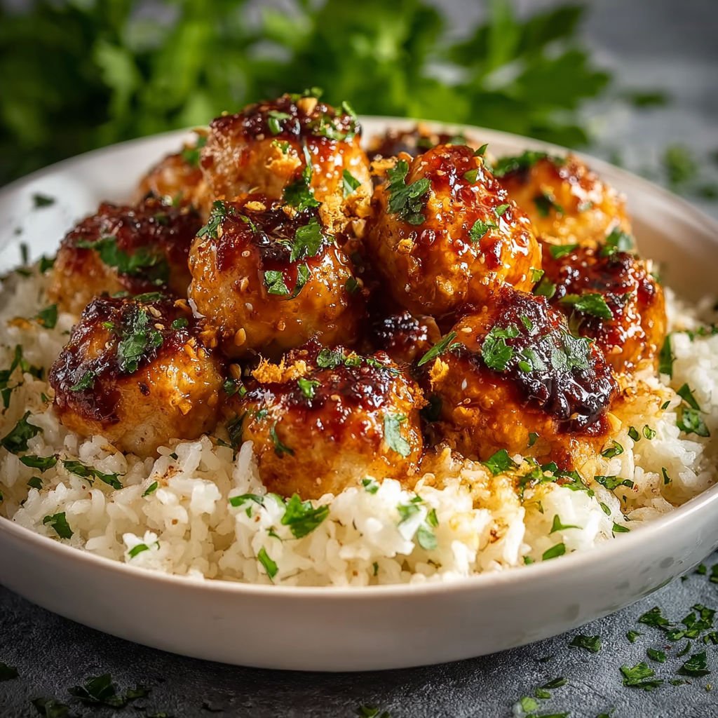 A plate of honey garlic chicken bites.