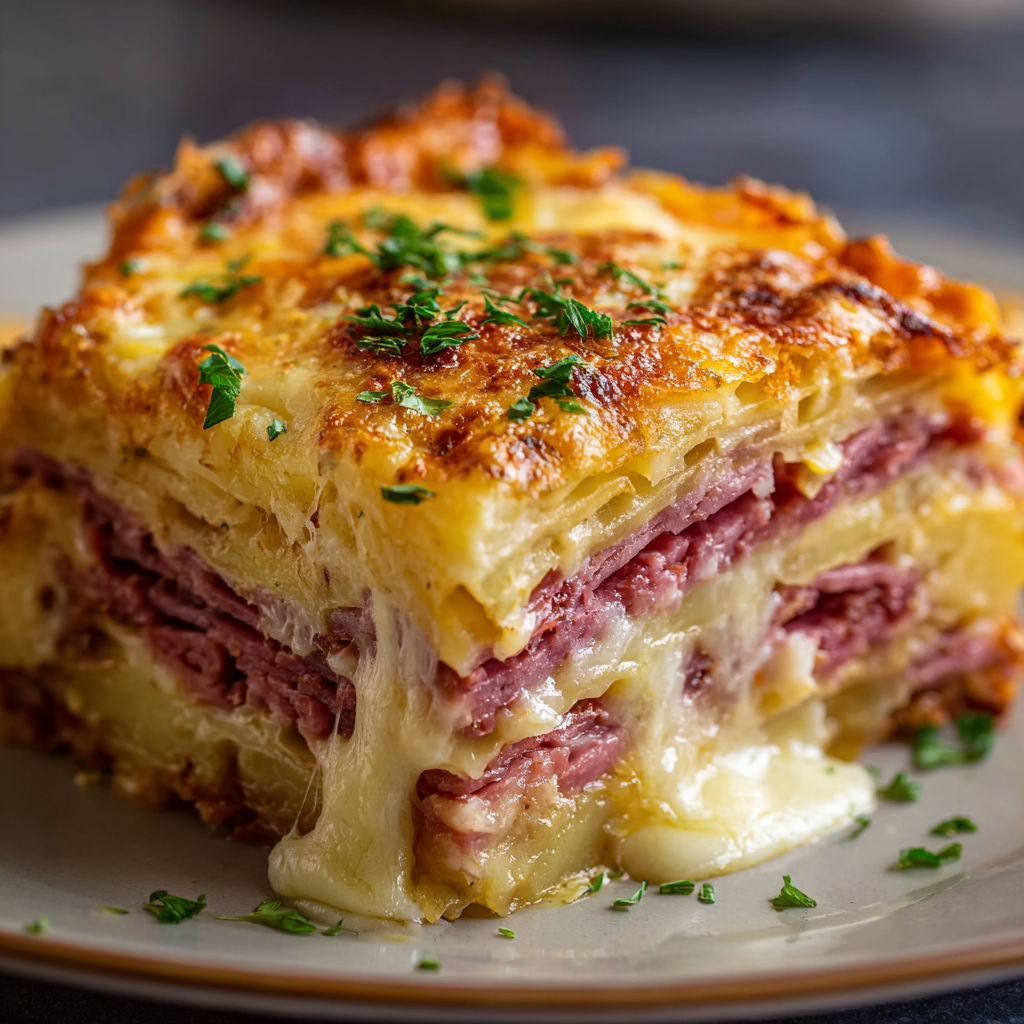 A layered Reuben Casserole Bake.