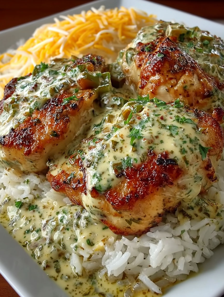 A plate of rice with chicken and cheese on top.