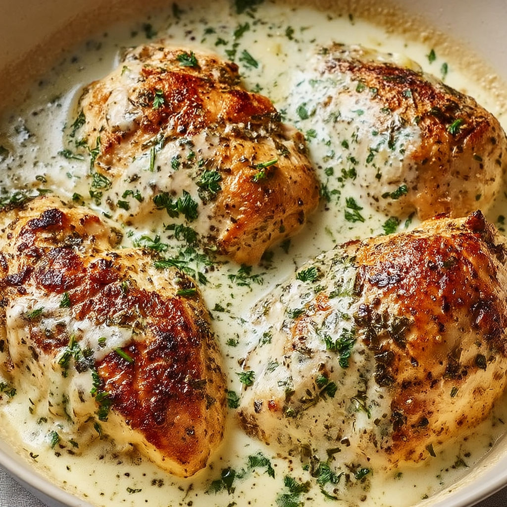 A bowl of baked chicken with cream cheese.