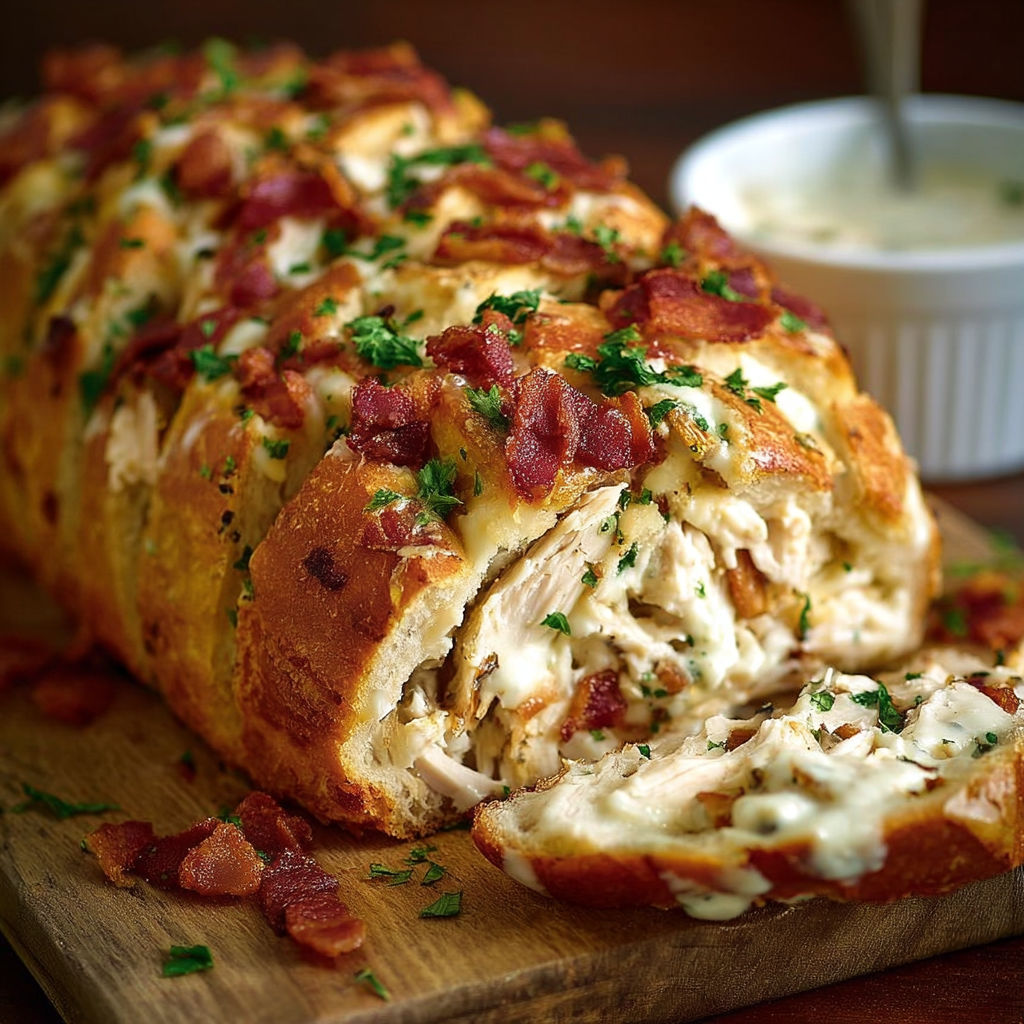 A savory chicken bacon ranch bread.