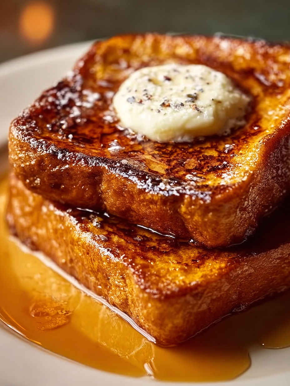 French toast with butter and syrup.
