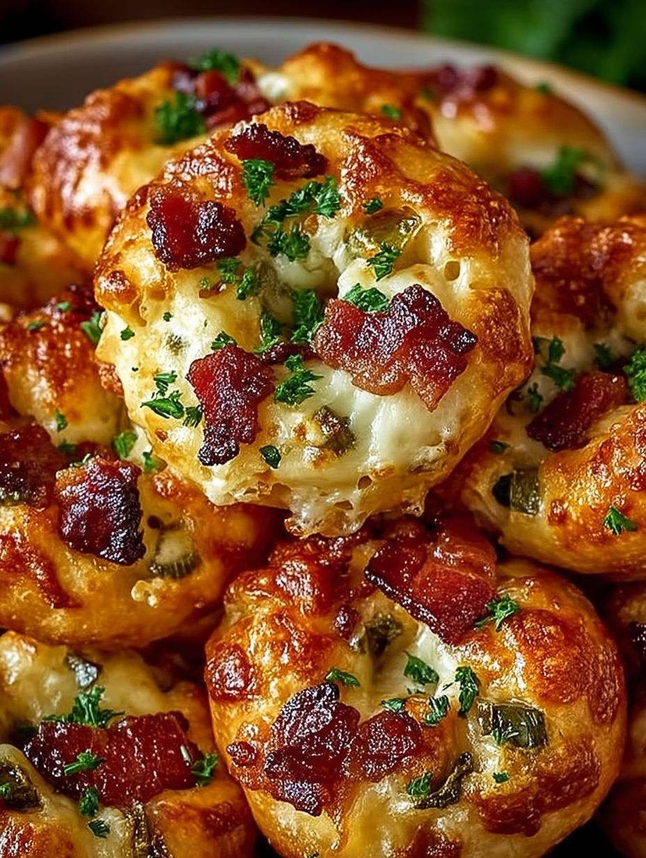 Cheesy party bites with bacon and green onions.