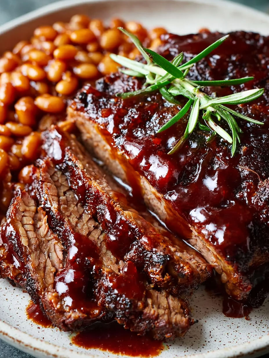 A close up of BBQ beef brisket.