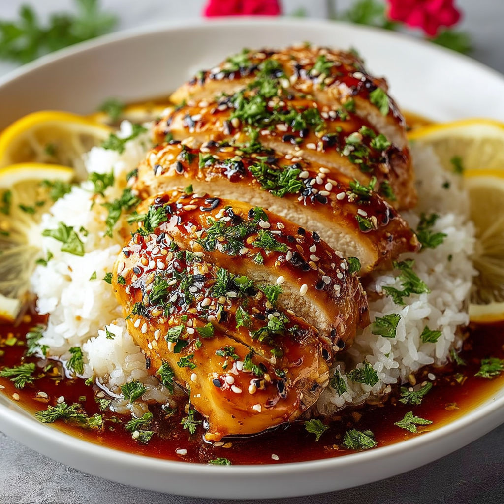 A plate of food with chicken and rice.