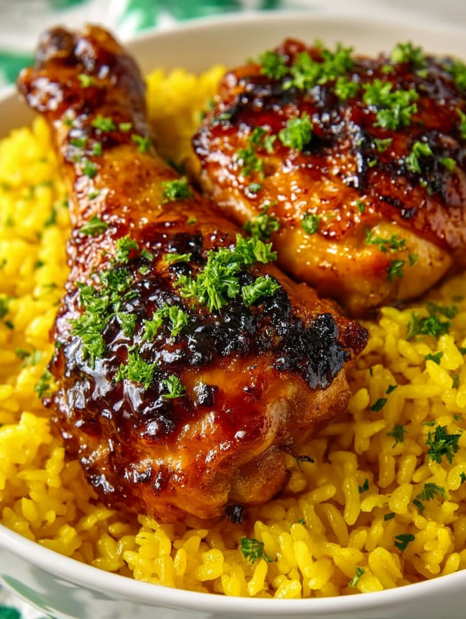 A plate of baked orange chicken legs.