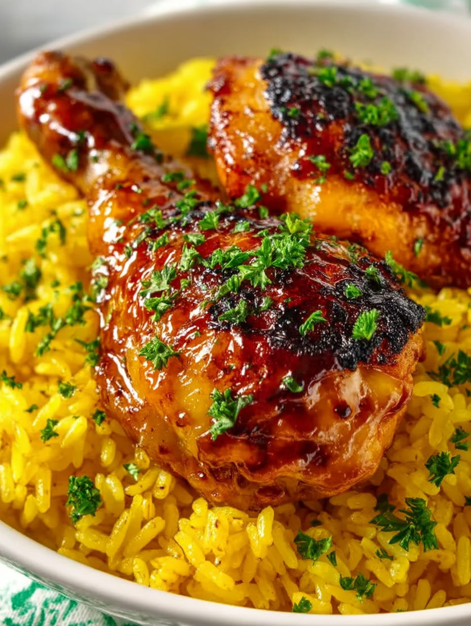 A plate of baked orange chicken legs.