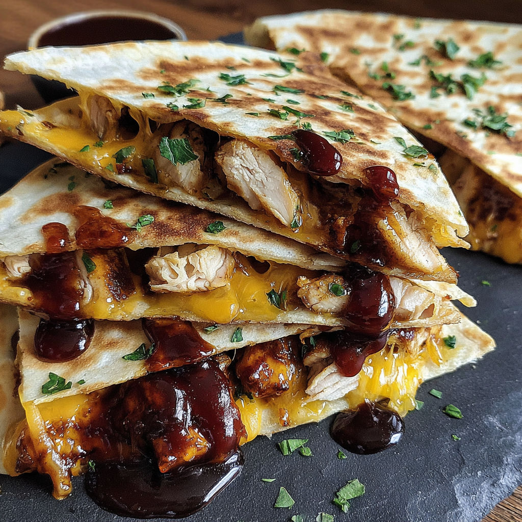 A stack of Blackstone Hot Honey BBQ Quesadillas.