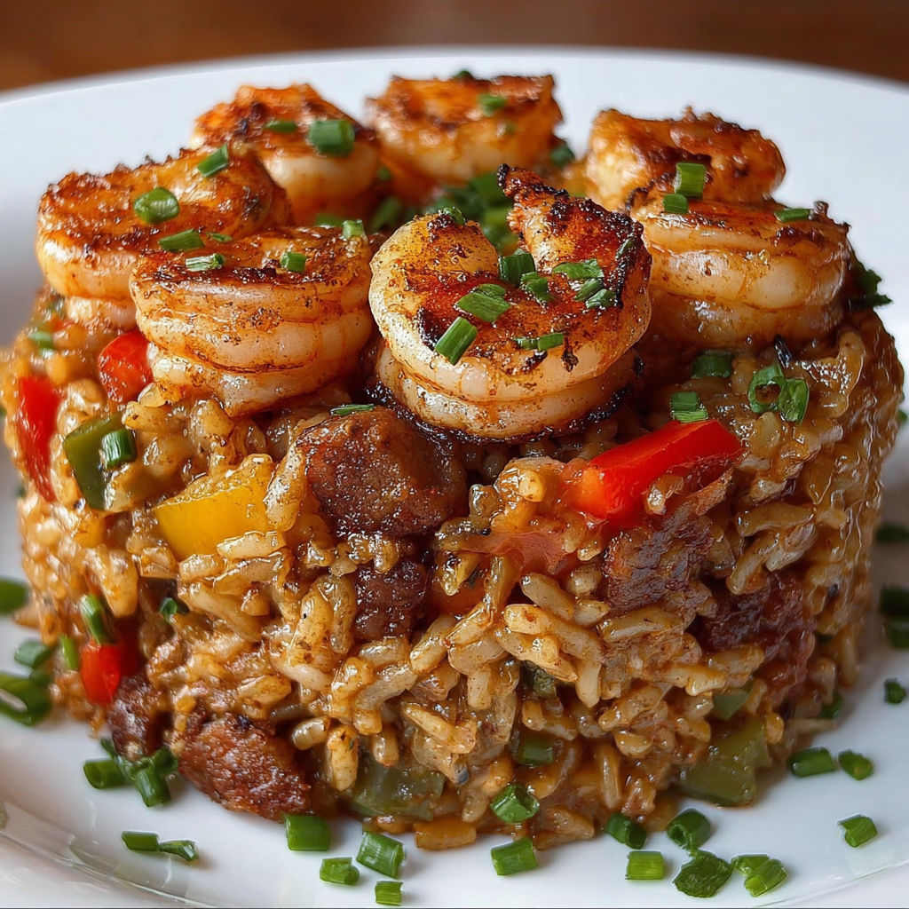 A plate of shrimp and rice.