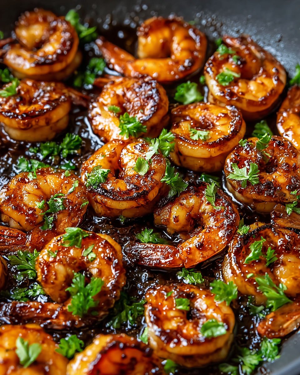 Shrimp with honey butter and old bay seasoning.