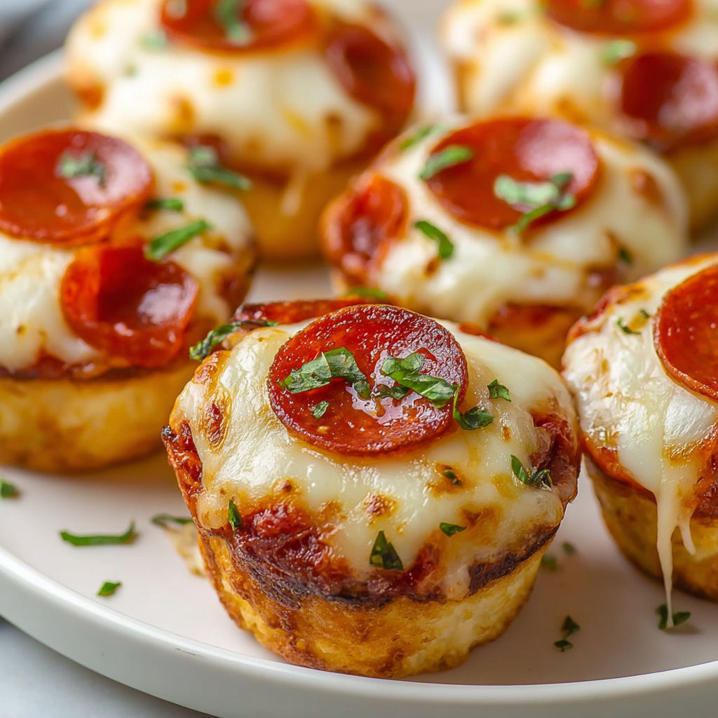 A plate of pepperoni muffin cupcakes.