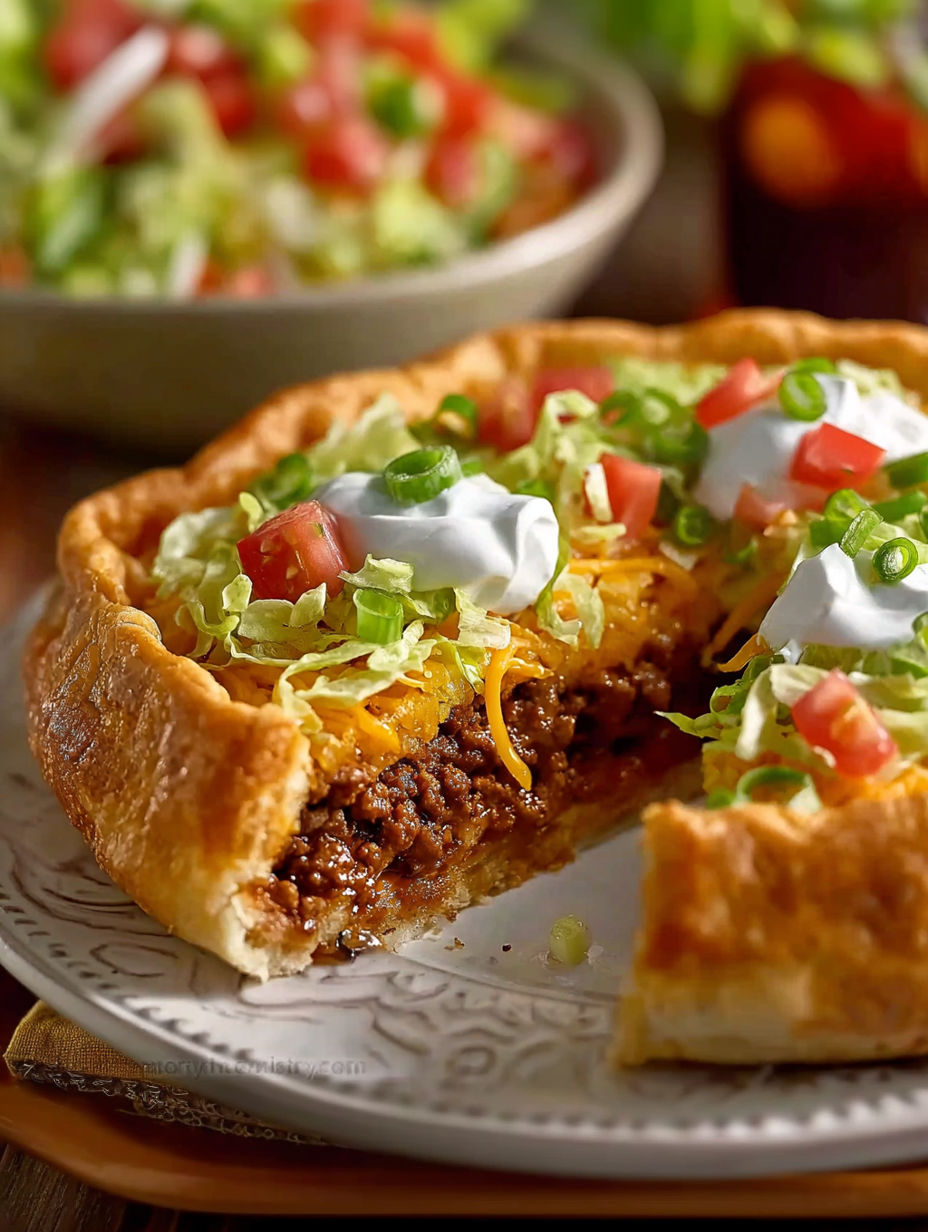 A slice of a Pillsbury Crescent Roll Taco.