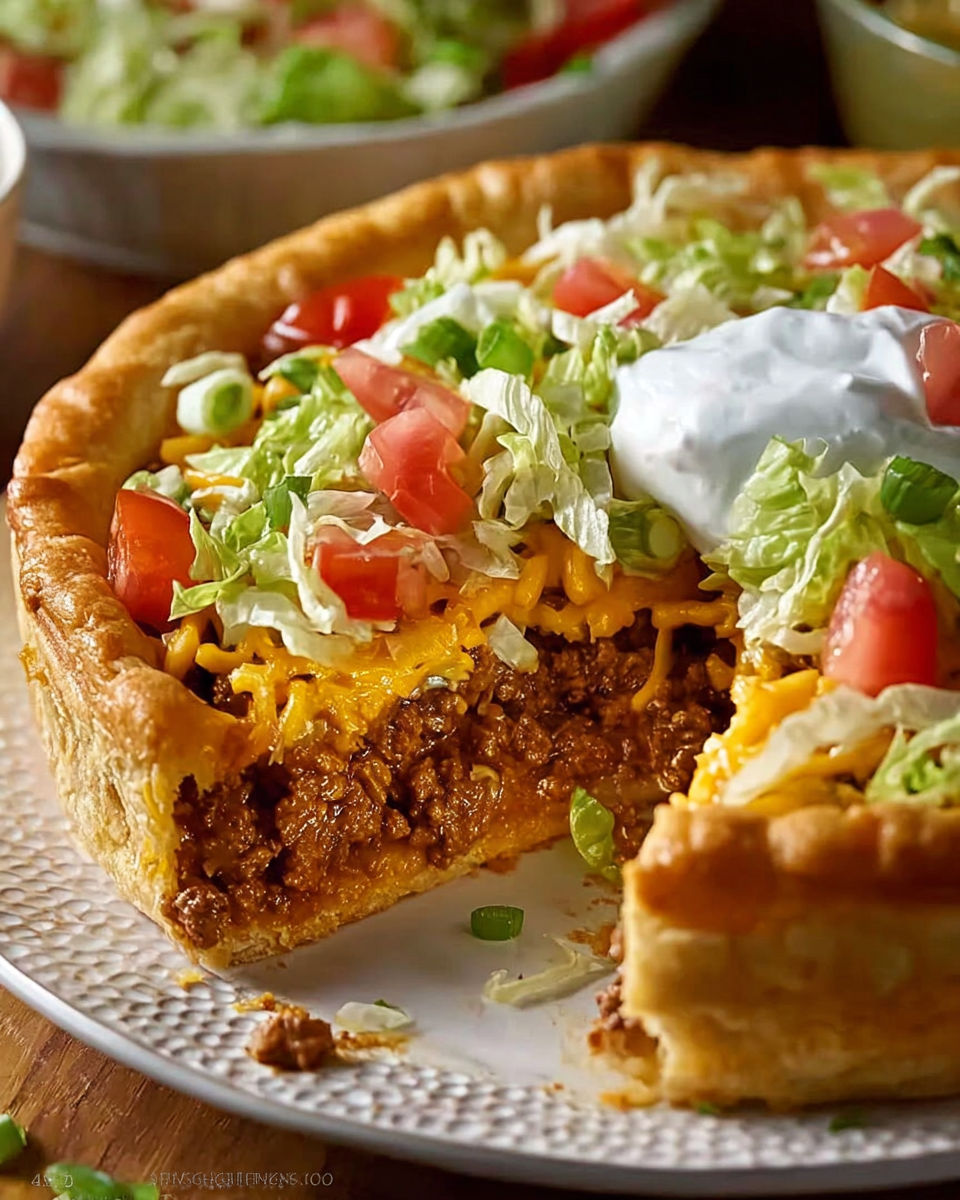 A slice of a Pillsbury Crescent Roll Taco.