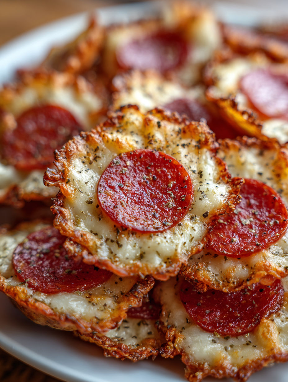 Mini pepperoni cheese chips.