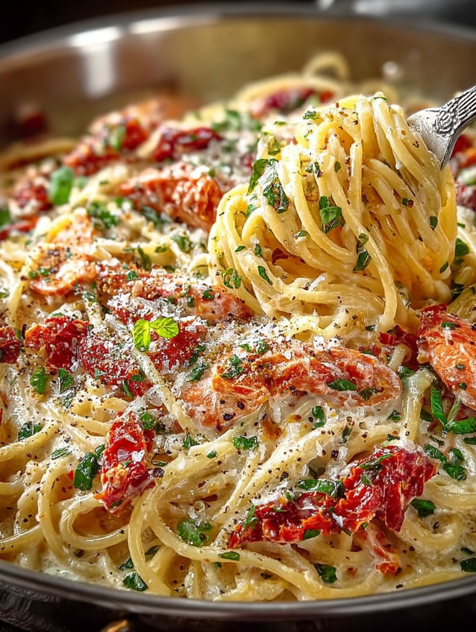A close up of a delicious pasta dish.