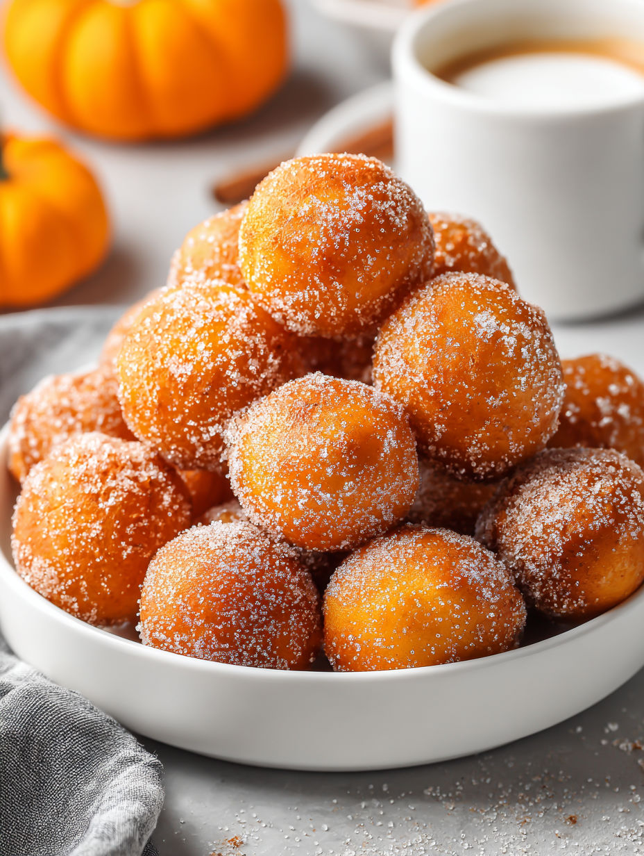A bowl of sugar coated donuts.